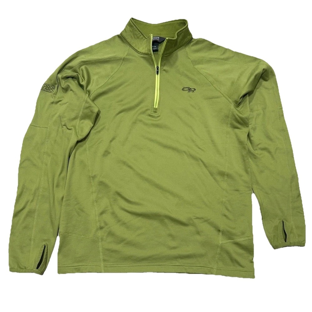 Outdoor Research Radiant Hybrid 1/4 Zip Grid Fleece Pullover Lime Green Mens M